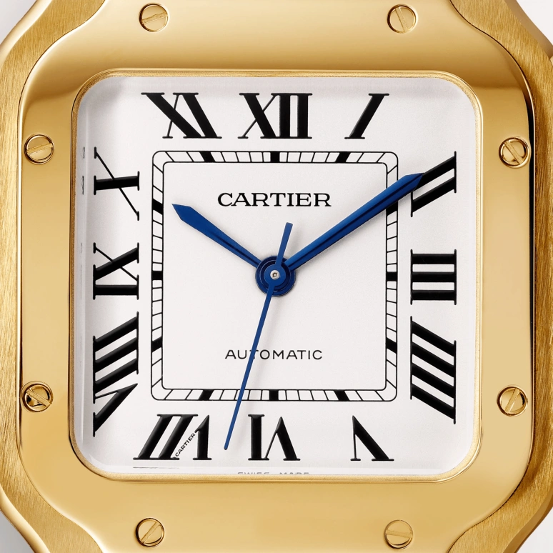 Cartier,Santos de Cartier 35.10mm,35.10mm,Yellow Gold,Silver,Automatic,42hours,In-house Caliber,WGSA0030
