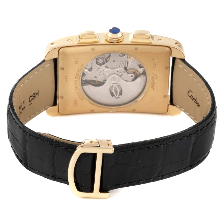 Cartier,Tank 52x31.40mm,52x31.40mm,Yellow Gold,Silver,Automatic,Chronograph,Day,W2609256