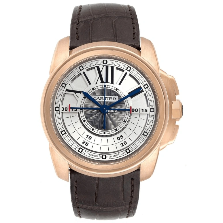 Cartier,Calibre de Cartier 45mm,45mm,Pink Gold,Silver,Handwound,Chronograph,50hours,W7100004