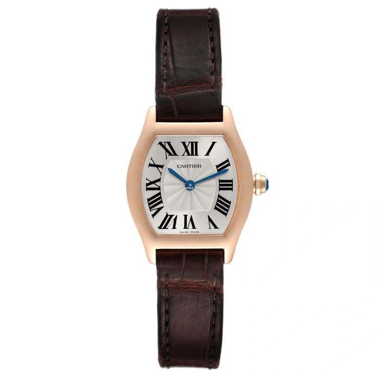 Cartier,Tortue 30x24mm,30x24mm,Rose Gold,Silver,Handwound,In-house Caliber,Sapphire,Crystal Glass,W1556360