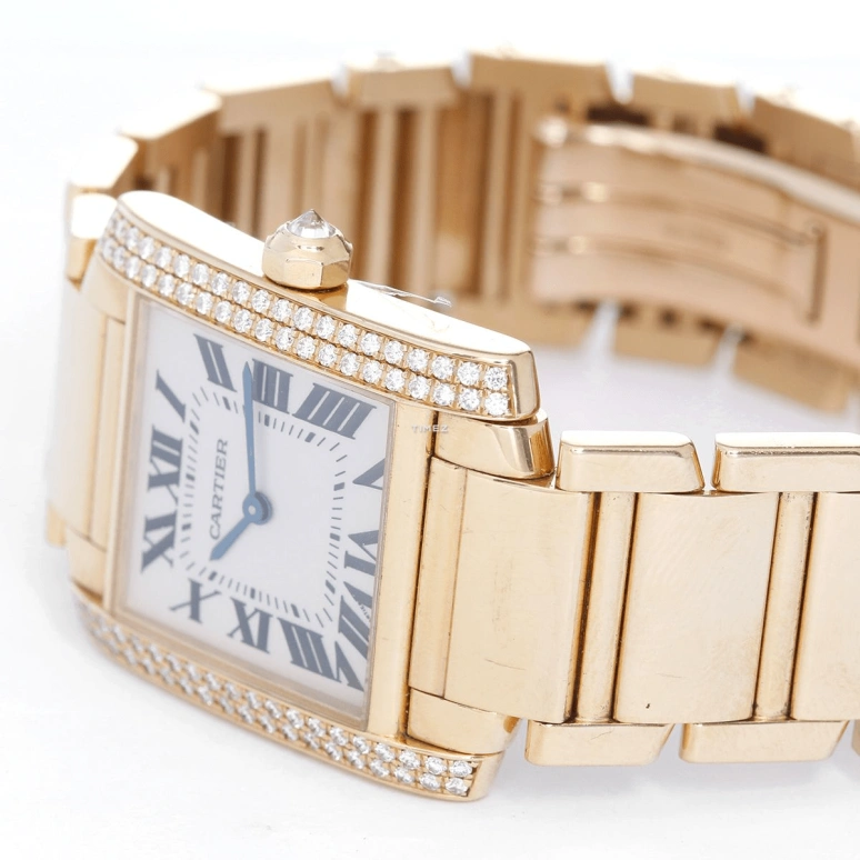 Cartier,Tank 30mm,30mm,Yellow Gold,Silver,Quartz,Sapphire,Crystal Glass,Square,WE1017R8