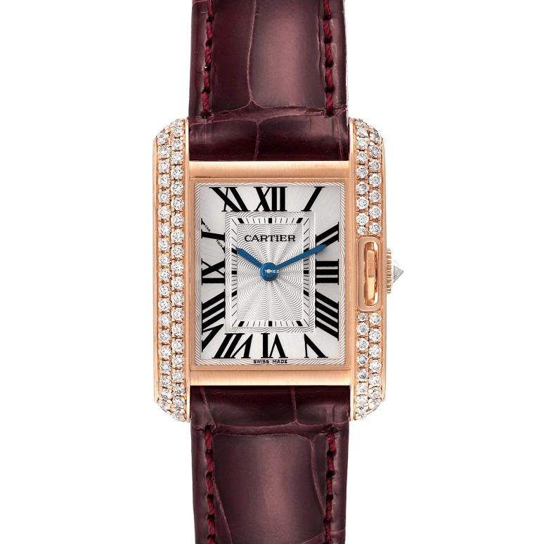 Cartier,Tank 30.20x22.70mm,30.20x22.70mm,Rose Gold,Silver,Quartz,In-house Caliber,Sapphire,Crystal Glass,WT100013