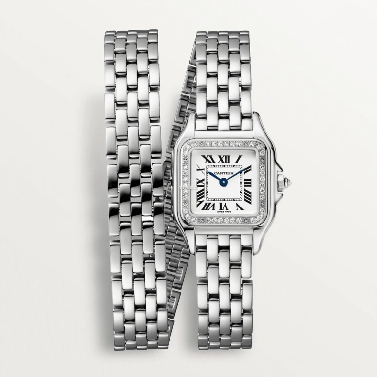 Cartier,Panthère de Cartier 22x30mm,22x30mm,White Gold,Silver,Quartz,Sapphire,Crystal Glass,Square,WJPN0012