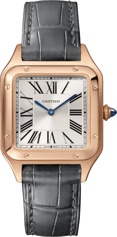 Cartier,Santos de Cartier 38x27.50mm,38x27.50mm,Rose Gold,Silver,Quartz,Sapphire,Crystal Glass,Square,WGSA0022