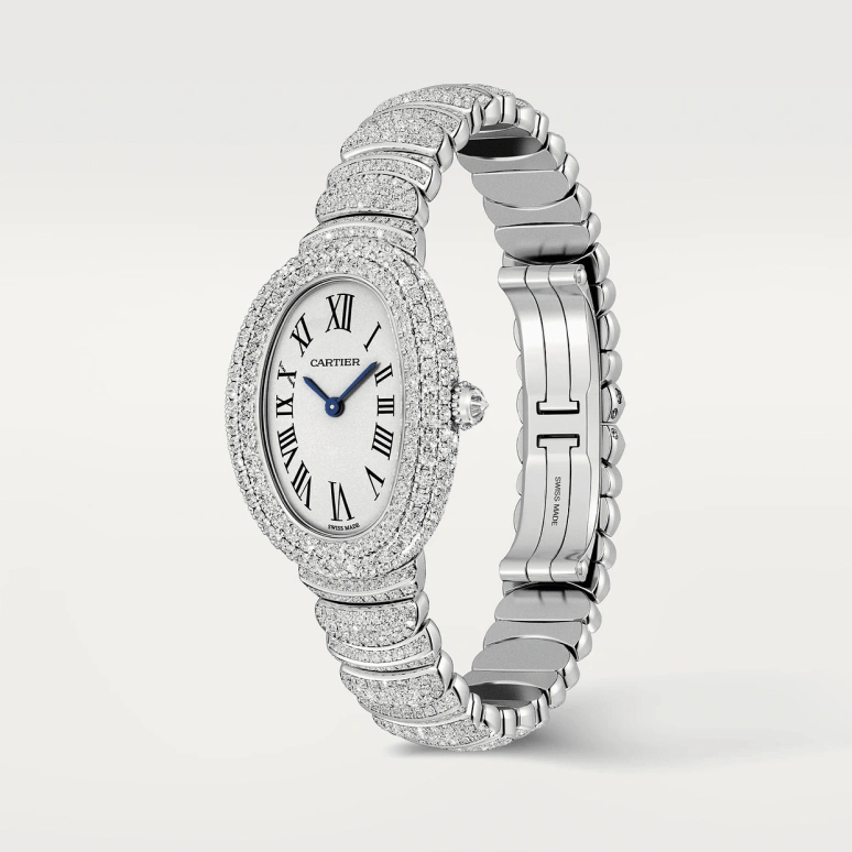Cartier,Baignoire 23.10x31.40mm,23.10x31.40mm,White Gold,Silver,Quartz,Sapphire,Crystal Glass,Oval,WJBA0052