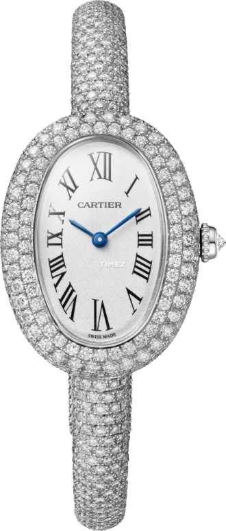 Cartier,Baignoire 31.40x23.10mm,31.40x23.10mm,White Gold,Silver,Quartz,Sapphire,Crystal Glass,Oval,HPI01701