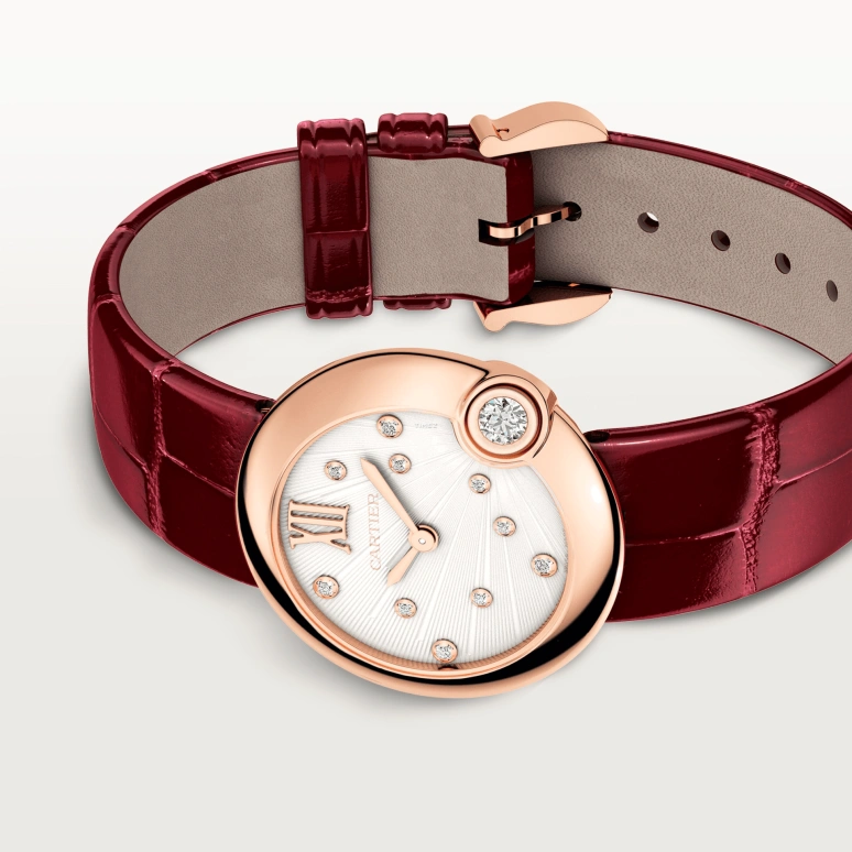 Cartier,Ballon Bleu de Cartier 30mm,30mm,Rose Gold,White,Quartz,Sapphire,Crystal Glass,Round,WGBL0010