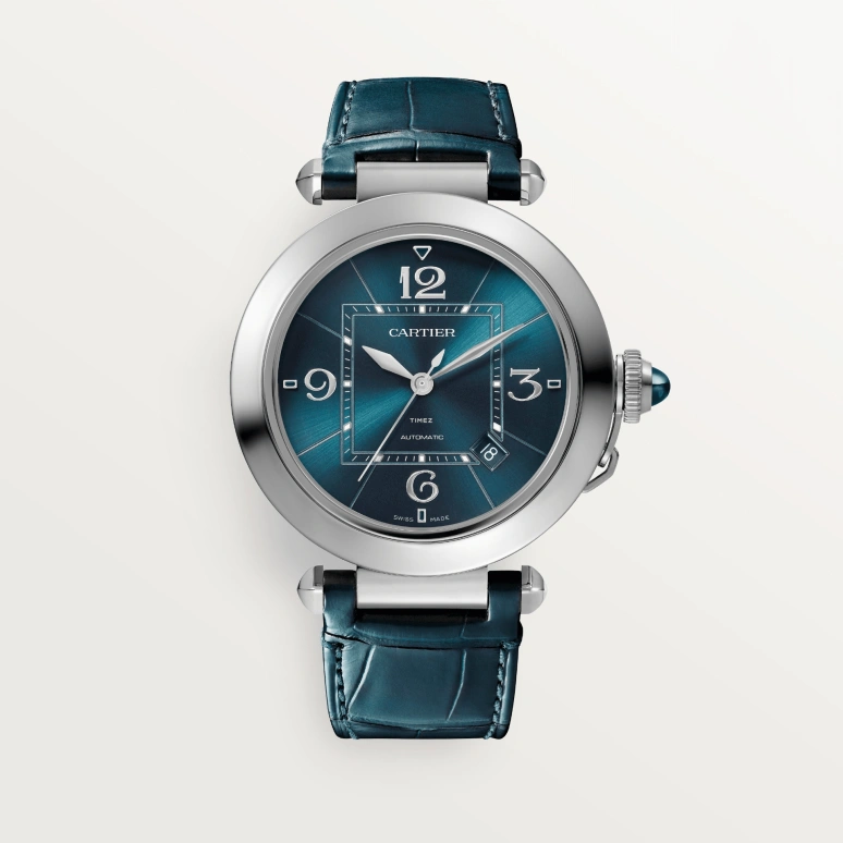 Cartier,Pasha de Cartier 41mm,41mm,Stainless Steel,Blue,Automatic,Day,42hours,WSPA0038