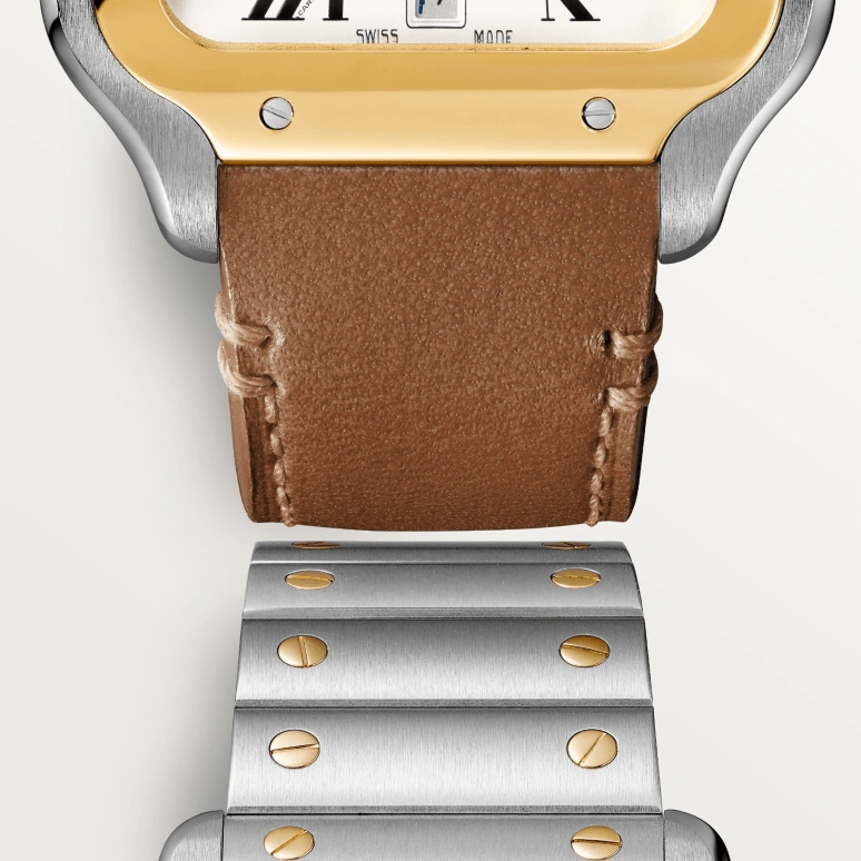 Cartier,Santos de Cartier 39.80mm,39.80mm,Stainless Steel,Yellow Gold,Silver,Automatic,Day,42hours,W2SA0009