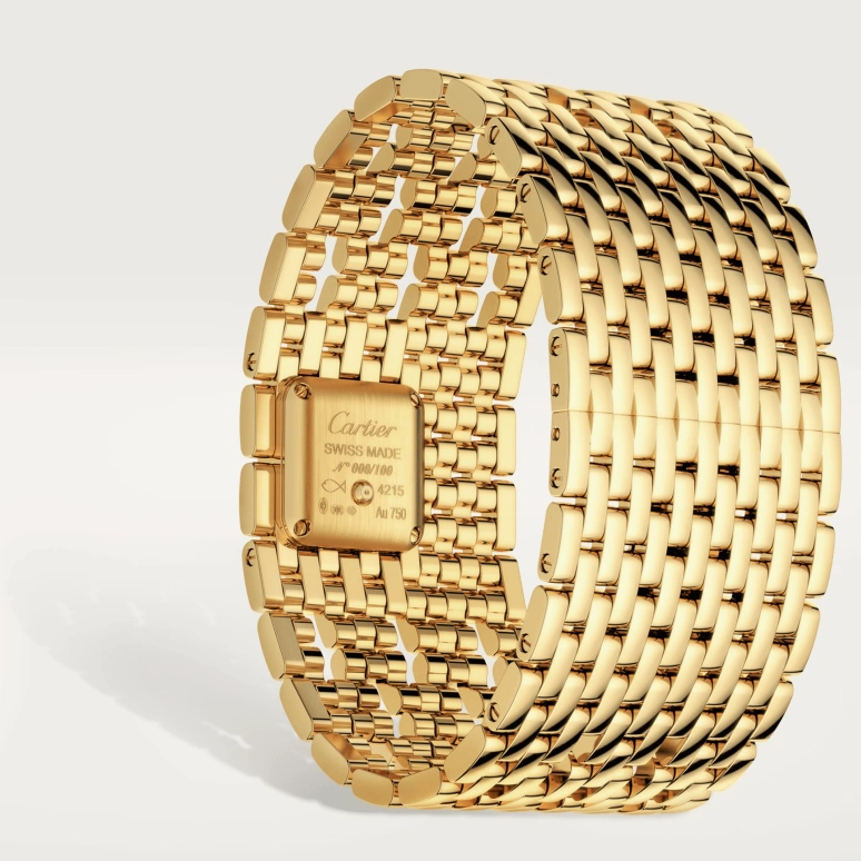 Cartier,Panthère de Cartier 22x19mm,22x19mm,Yellow Gold,Silver,Quartz,Sapphire,Crystal Glass,Square,WGPN0018
