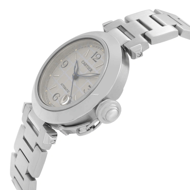 Cartier,Pasha de Cartier 35mm,35mm,Stainless Steel,Silver,Automatic,Day,Sapphire,Crystal Glass,W31023M7