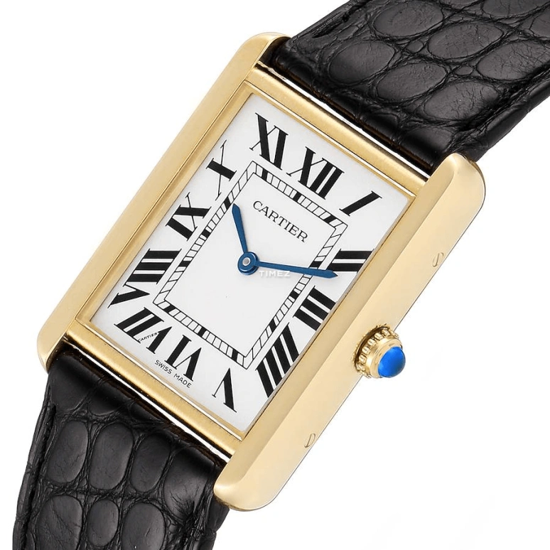 Cartier,Tank 34mm,34mm,Yellow Gold,Silver,Quartz,Sapphire,Crystal Glass,Square,W1018855