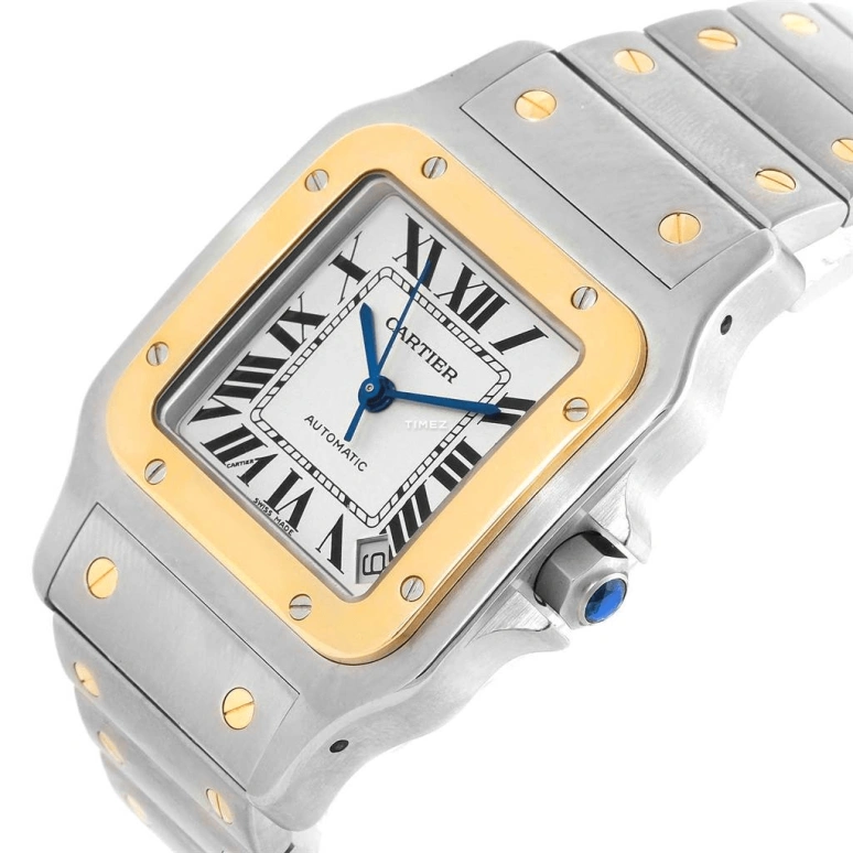 Cartier,Santos de Cartier 45.54x34.87mm,45.54x34.87mm,Stainless Steel,Yellow Gold,Silver,Automatic,Day,42hours,W20099C4