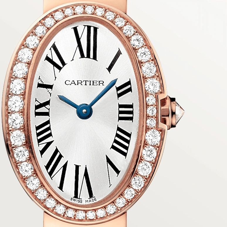 Cartier,Baignoire 25.30x18.70mm,25.30x18.70mm,Rose Gold,Silver,Quartz,In-house Caliber,Sapphire,Crystal Glass,WB520026