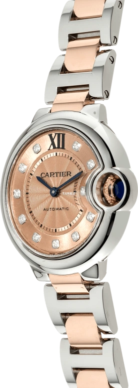 Cartier,Ballon Bleu de Cartier 33mm,33mm,Stainless Steel,Rose Gold,Rose Gold,Automatic,Sapphire,Crystal Glass,Round,WE902053