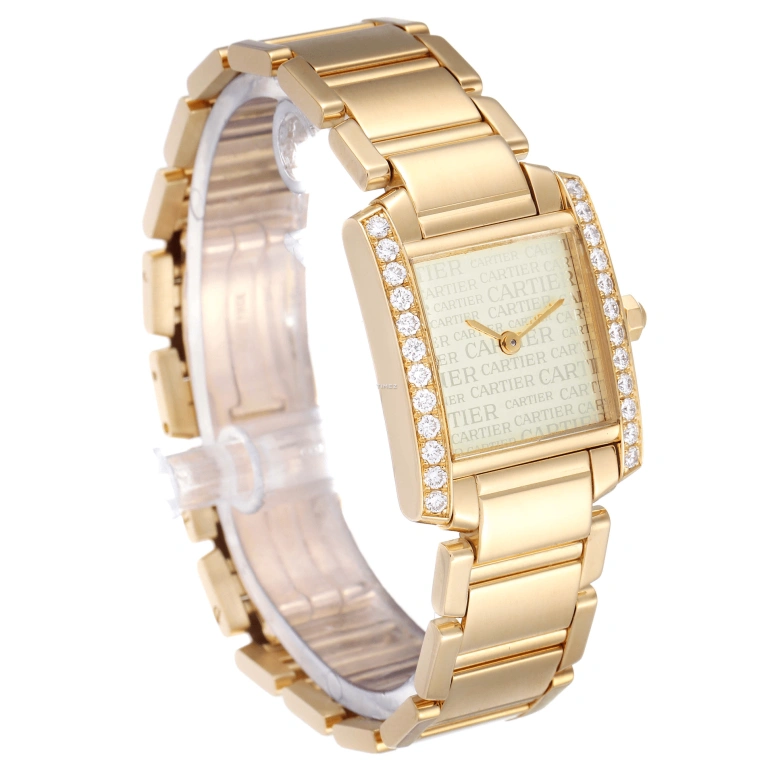 Cartier,Tank 20x25mm,20x25mm,Yellow Gold,Silver,Quartz,Sapphire,Crystal Glass,Square,WE1023R8