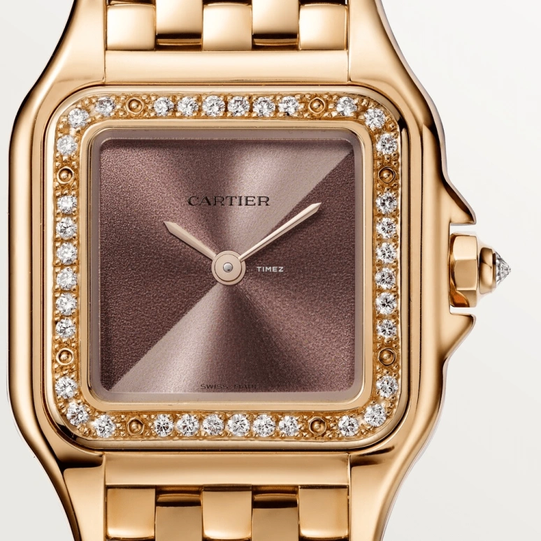 Cartier,Panthère de Cartier 22x30mm,22x30mm,Rose Gold,Purple Red,Gradient,Brown,Quartz,Sapphire,Crystal Glass,Square,WJPN0035