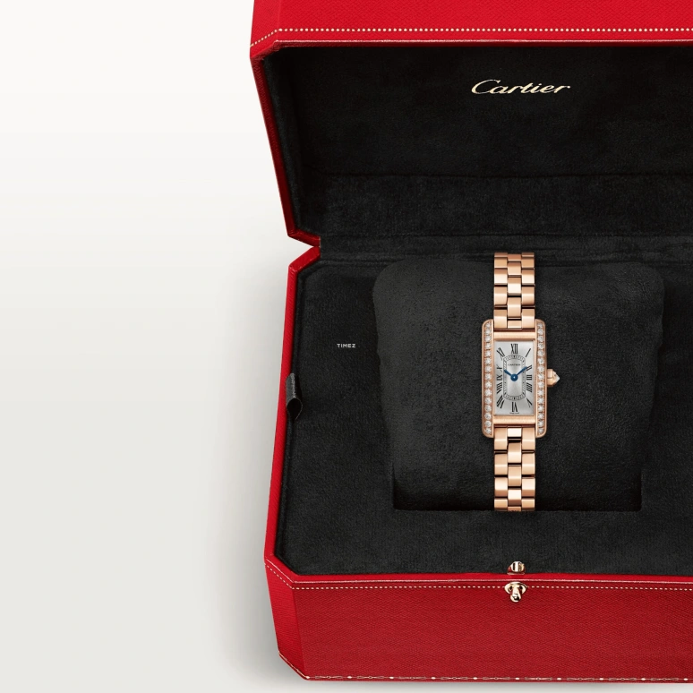 Cartier,Tank 28x15.20mm,28x15.20mm,Rose Gold,Silver,Quartz,Sapphire,Crystal Glass,Square,WJTA0043