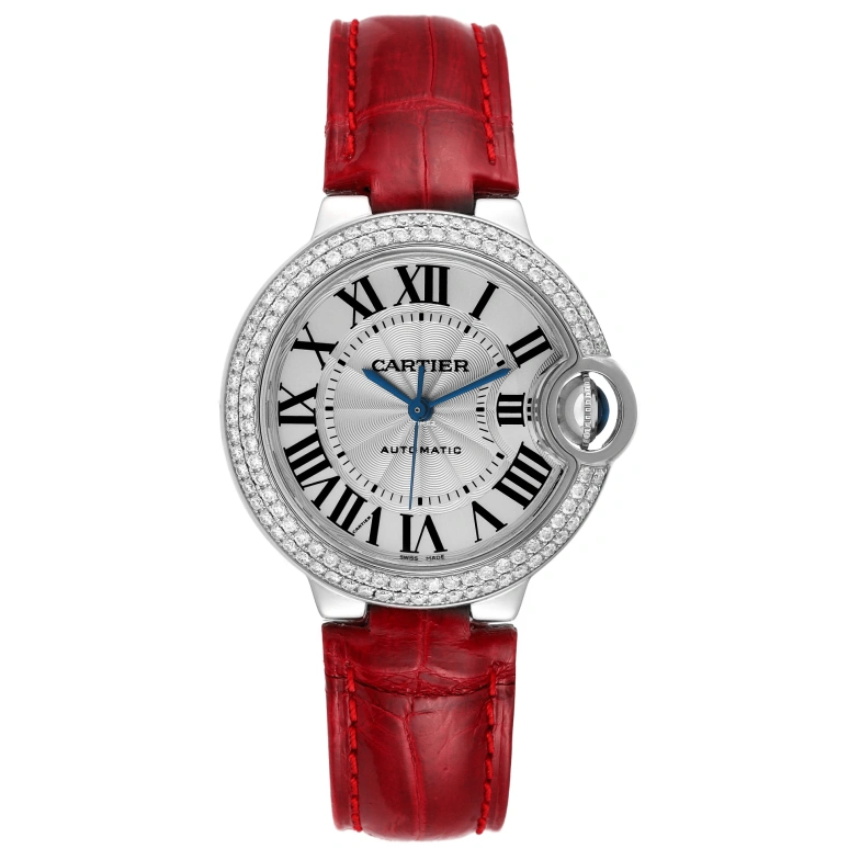 Cartier,Ballon Bleu de Cartier 33mm,33mm,White Gold,Silver,Automatic,In-house Caliber,Sapphire,Crystal Glass,WE902067