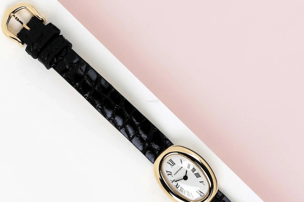 Cartier,Baignoire 18x25mm,18x25mm,Yellow Gold,Silver,Quartz,Sapphire,Crystal Glass,Oval,W1510956