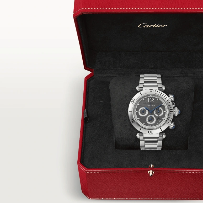 Cartier,Pasha de Cartier 41mm,41mm,Stainless Steel,Grey,Automatic,Chronograph,Day,WSPA0027