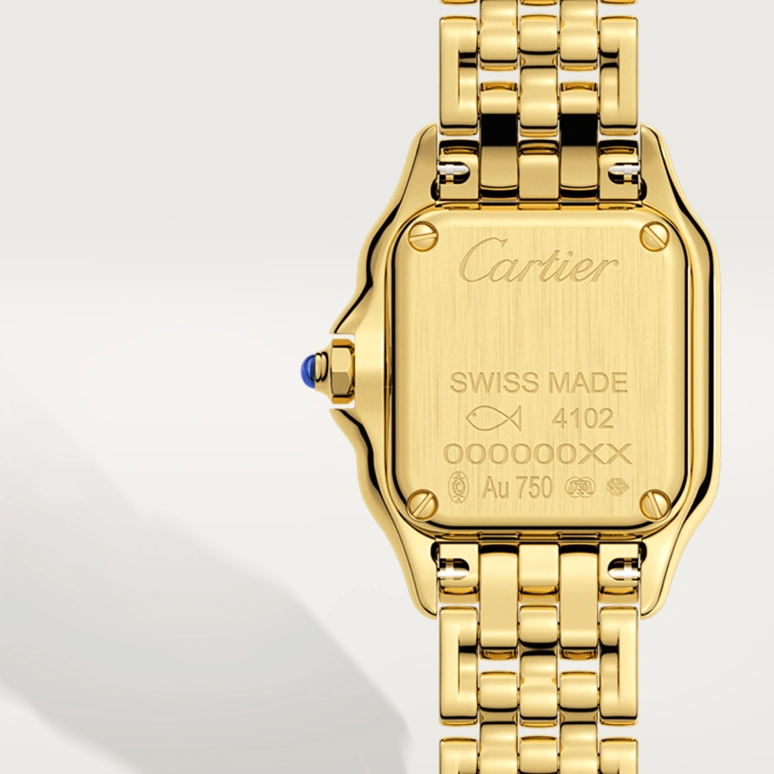 Cartier,Panthère de Cartier 25x19mm,25x19mm,Yellow Gold,Silver,Quartz,Sapphire,Crystal Glass,Square,WGPN0016