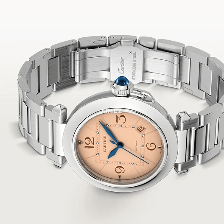 Cartier,Pasha de Cartier 41mm,41mm,Stainless Steel,Salmon,Automatic,Day,42hours,WSPA0040