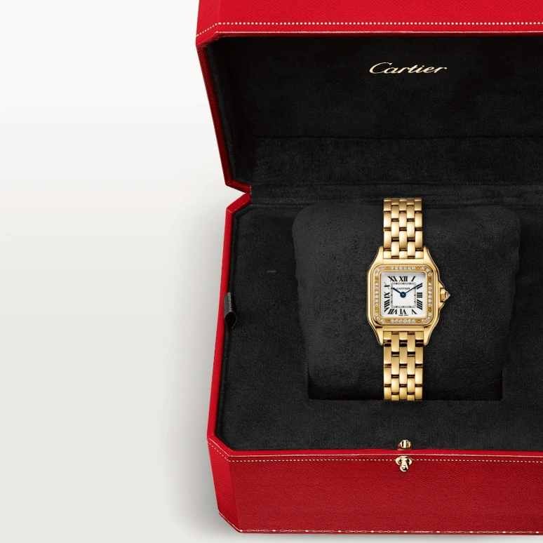 Cartier,Panthère de Cartier 22x30mm,22x30mm,Yellow Gold,Silver,Quartz,Sapphire,Crystal Glass,Square,WJPN0015