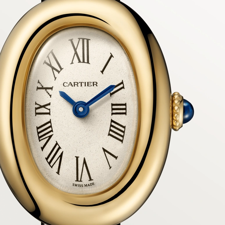 Cartier,Baignoire 24.60x18.70mm,24.60x18.70mm,Yellow Gold,Cream,Quartz,Sapphire,Crystal Glass,Oval,WGBA0041