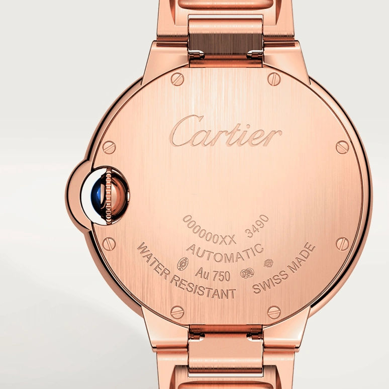 Cartier,Ballon Bleu de Cartier 33mm,33mm,Rose Gold,Silver,Automatic,Sapphire,Crystal Glass,Round,WJBB0066
