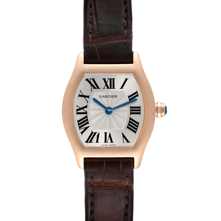 Cartier,Tortue 30x24mm,30x24mm,Rose Gold,Silver,Handwound,In-house Caliber,Sapphire,Crystal Glass,W1556360