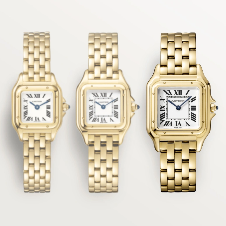 Cartier,Panthère de Cartier 29x37mm,29x37mm,Yellow Gold,Silver,Quartz,Sapphire,Crystal Glass,Square,WGPN0009