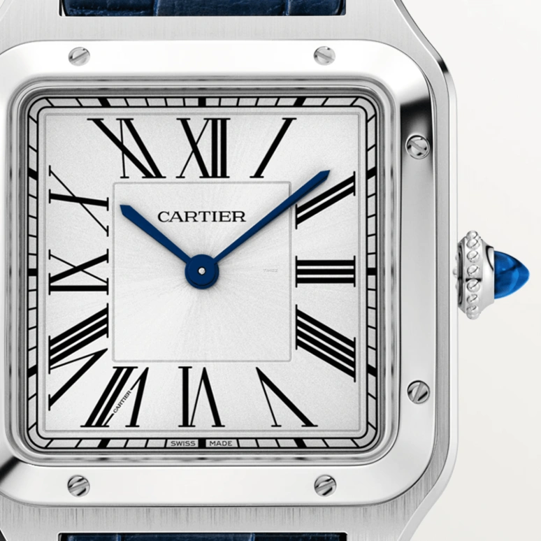 Cartier,Santos de Cartier 43.50x31.40mm,43.50x31.40mm,Stainless Steel,Silver,Quartz,Sapphire,Crystal Glass,Square,WSSA0085