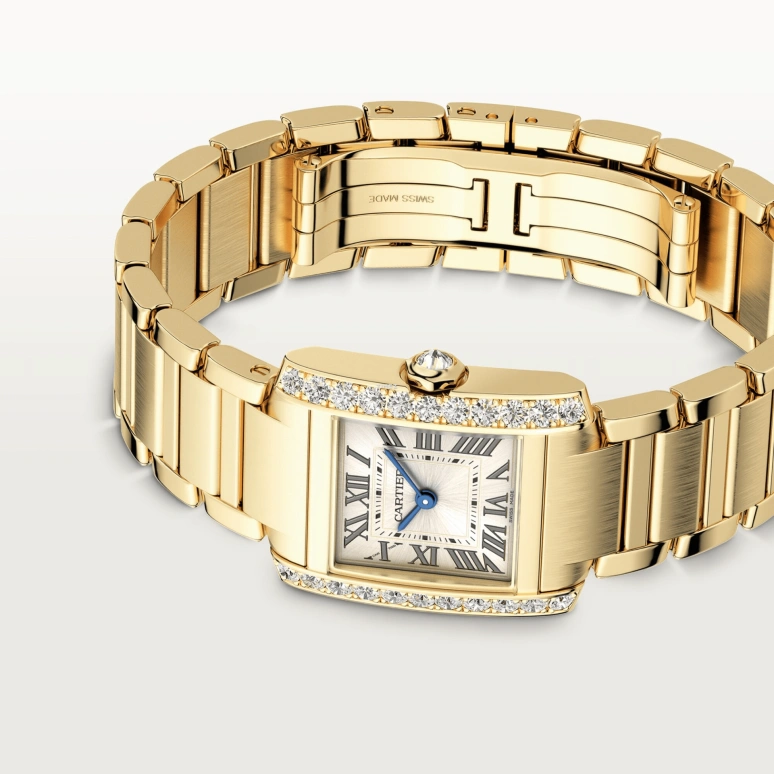 Cartier,Tank 25.70x21.20mm,25.70x21.20mm,Yellow Gold,Gold,Quartz,Sapphire,Crystal Glass,Square,WJTA0062