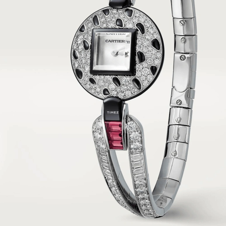 Cartier,Panthère Jewelry Watches 21.66mm,21.66mm,White Gold,Transparent,Quartz,Sapphire,Crystal Glass,Round,HPI01464
