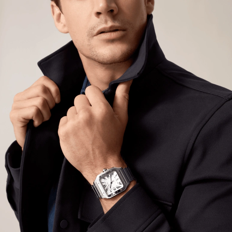 Cartier,Santos de Cartier 39.80x47.50mm,39.80x47.50mm,Stainless Steel,Silver,Automatic,Day,42hours,WSSA0018