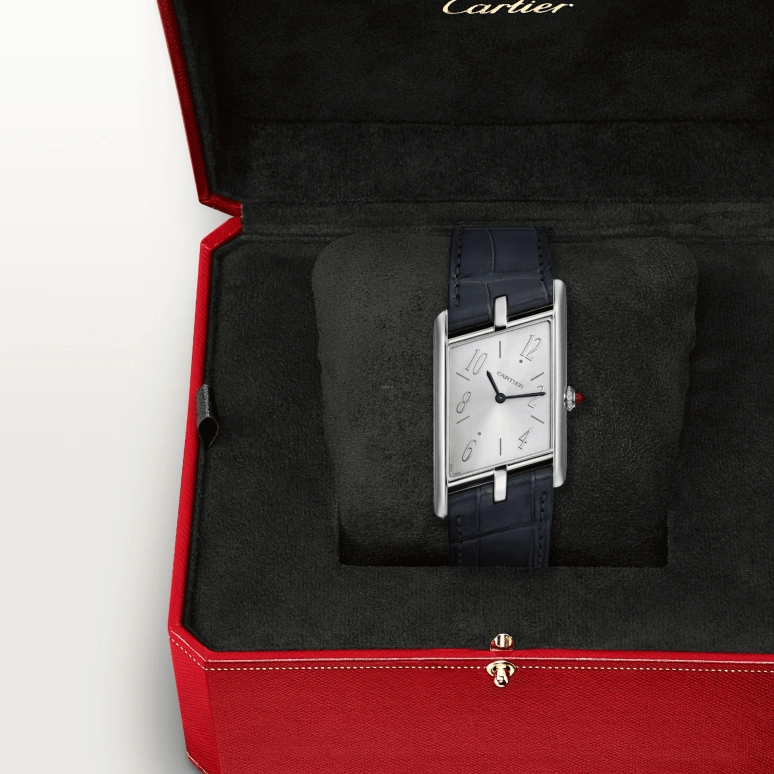 Cartier,Tank 47.15x26.20mm,47.15x26.20mm,Platinum,Silver,Handwound,38hours,In-house Caliber,WGTA0042