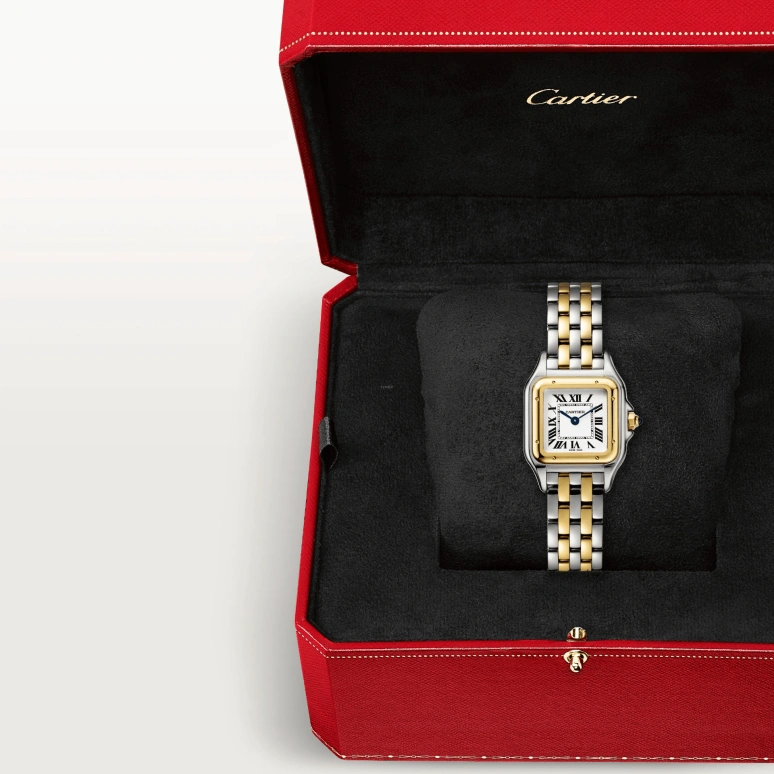 Cartier,Panthère de Cartier 23x30mm,23x30mm,Stainless Steel,Yellow Gold,Silver,Quartz,Sapphire,Crystal Glass,Square,W2PN0006