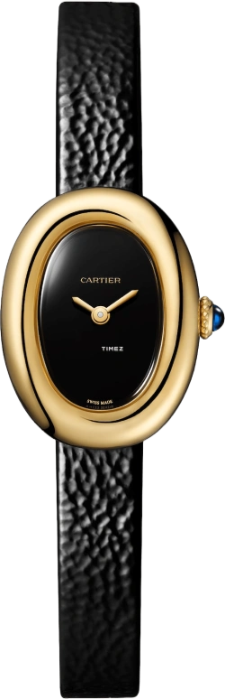 Cartier,Baignoire 24.60x18.70mm,24.60x18.70mm,Yellow Gold,Black,Quartz,Sapphire,Crystal Glass,Oval,WGBA0040