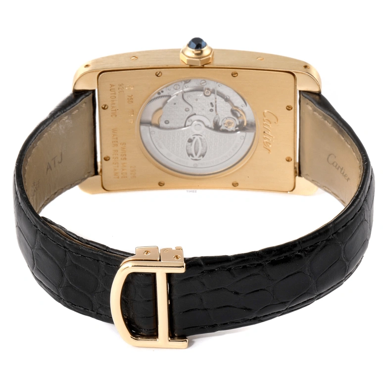 Cartier,Tank 32x42mm,32x42mm,Yellow Gold,Silver,Automatic,Day,Sapphire,Crystal Glass,W2609756