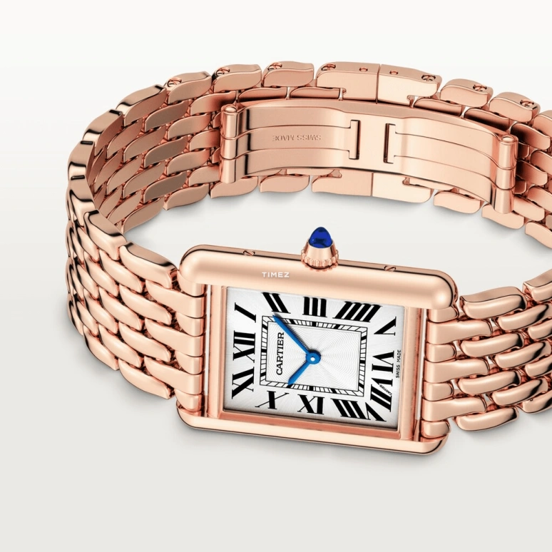 Cartier,Tank 33.70x25.50mm,33.70x25.50mm,Rose Gold,Silver,Handwound,38hours,In-house Caliber,WGTA0024