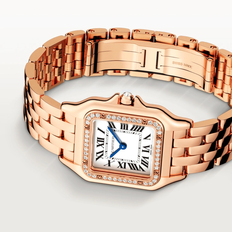 Cartier,Panthère de Cartier 26.70x36.50mm,26.70x36.50mm,Rose Gold,Silver,Quartz,Sapphire,Crystal Glass,Square,WJPN0009