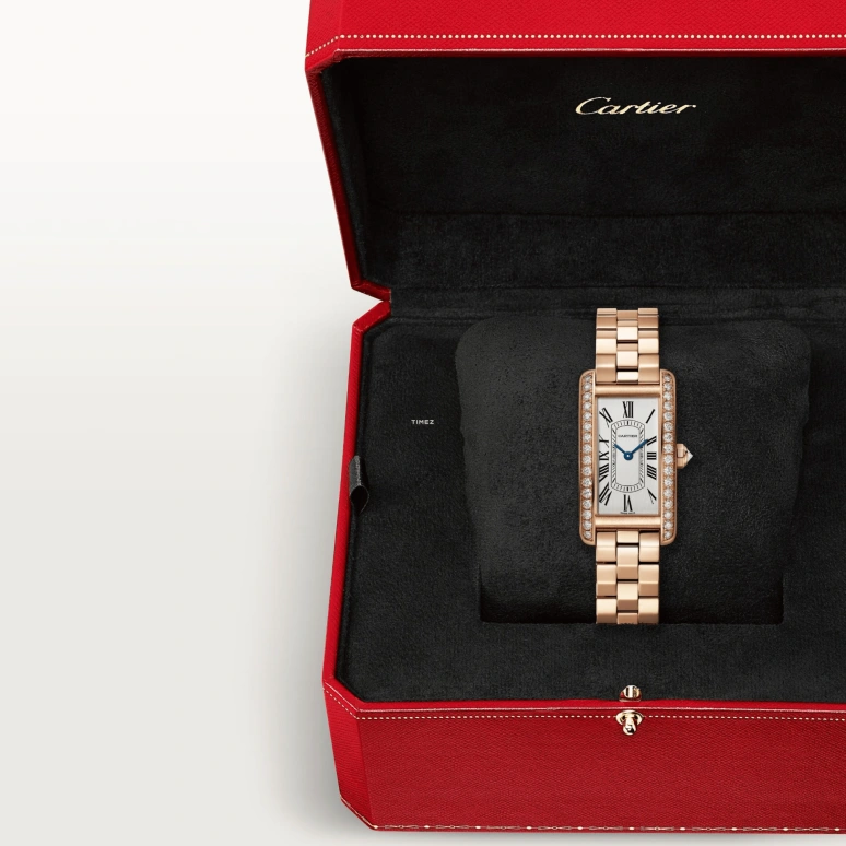 Cartier,Tank 35.40x19.40mm,35.40x19.40mm,Rose Gold,Silver,Quartz,Sapphire,Crystal Glass,Square,WJTA0056