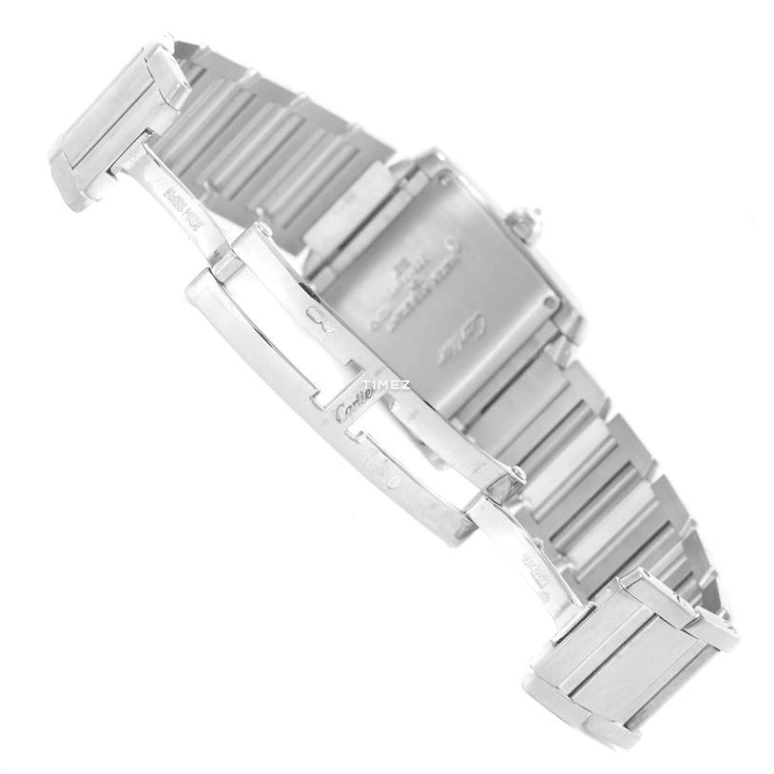 Cartier,Tank 25x30mm,25x30mm,White Gold,Silver,Quartz,Day,Sapphire,Crystal Glass,WE1018S3