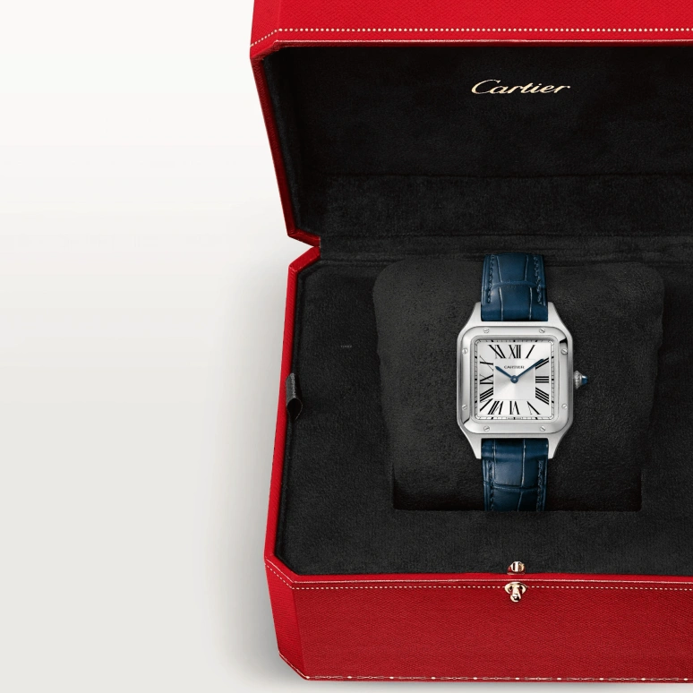 Cartier,Santos de Cartier 38x27.50mm,38x27.50mm,Stainless Steel,Silver,Quartz,Sapphire,Crystal Glass,Square,WSSA0023