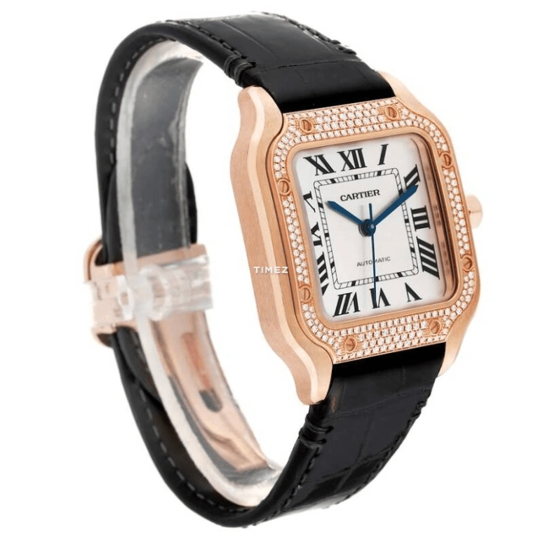 Cartier,Santos de Cartier 35.10mm,35.10mm,Rose Gold,Silver,Automatic,42hours,In-house Caliber,WJSA0007