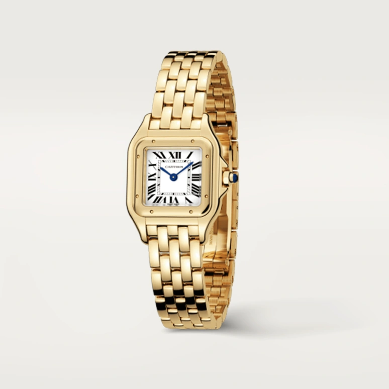 Cartier,Panthère de Cartier 23x30mm,23x30mm,Yellow Gold,Silver,Quartz,Sapphire,Crystal Glass,Square,WGPN0047