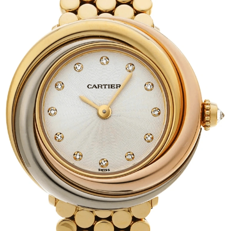 Cartier,Other 25.40mm,25.40mm,Yellow Gold,Silver,Quartz,Sapphire,Round,WG2002S8