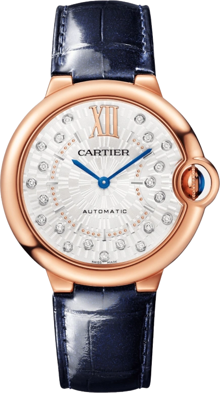 Cartier,Ballon Bleu de Cartier 36mm,36mm,Rose Gold,Silver,Automatic,Sapphire,Crystal Glass,Round,WGBB0053
