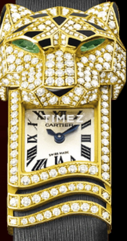 Cartier,Panthère de Cartier 36.65mm,36.65mm,Yellow Gold,White,Quartz,In-house Caliber,Sapphire,Crystal Glass,WG500131